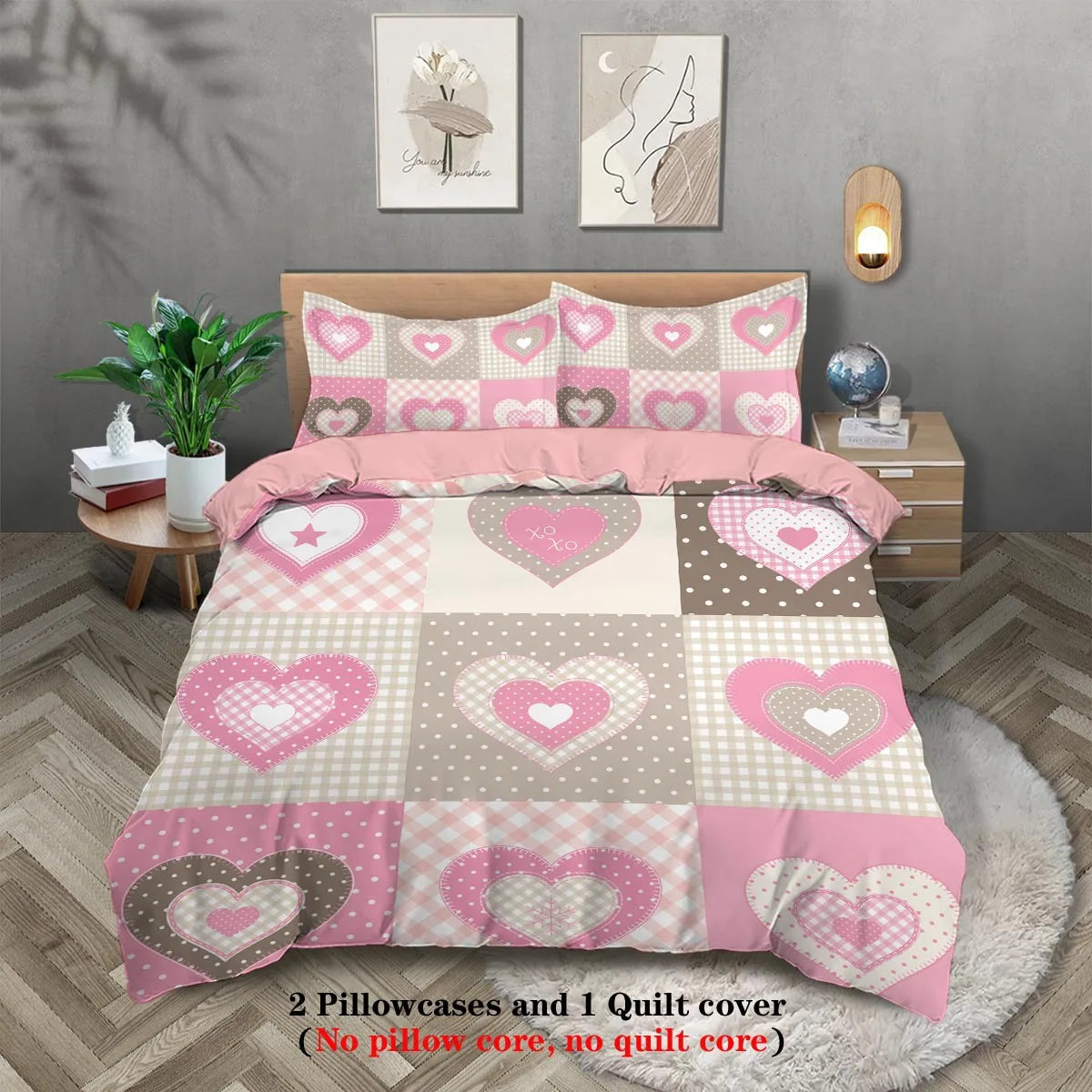Luxury 3PC Comforter Bedding Set - Soft Microfiber Bedspread Cover with Duvet Cover Pillowcases Bed Sheet Sets for Double/King