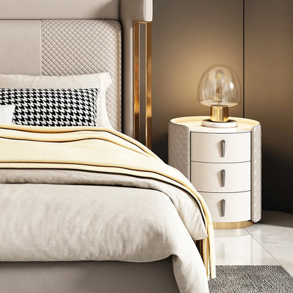 Storage Modern Nightstand Aesthetic Luxury Simple Leather Bedside Table Italian Trendy Muebles Para Cuarto Bedroom Furniture