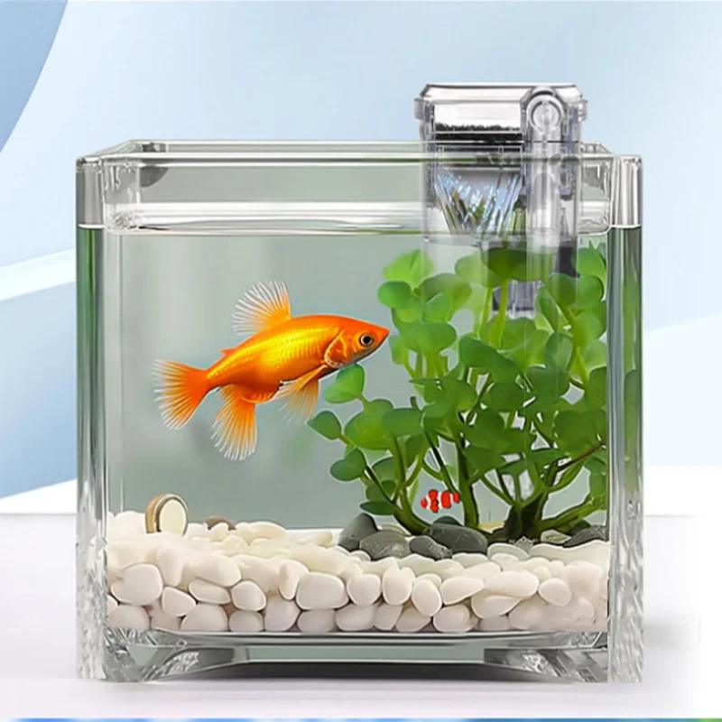 Wall Mounted Waterfall Filter，USB Small Fish Tank Filter with Filter Media Water Circulation System for Desktop Fish Bowl