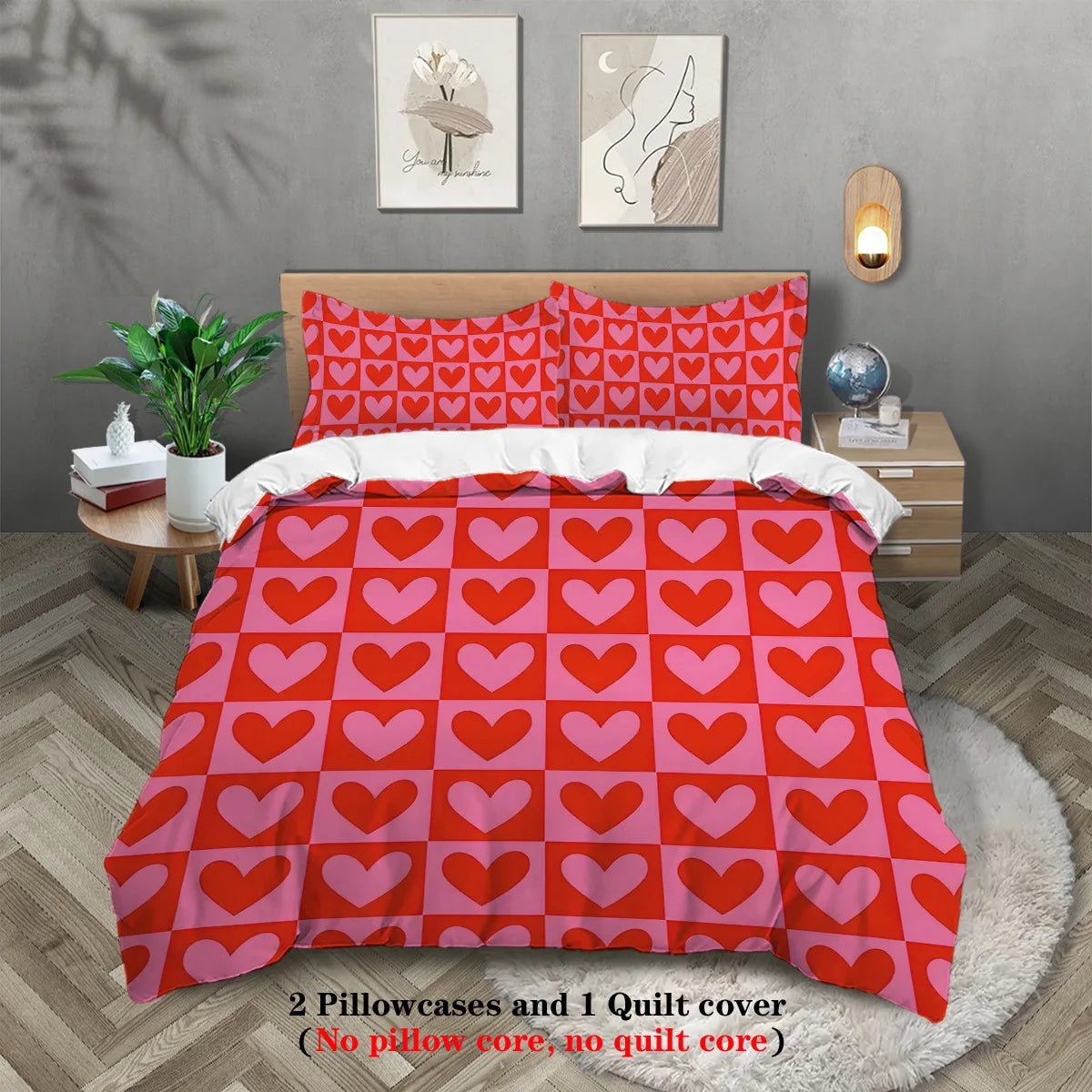 Luxury 3PC Comforter Bedding Set - Soft Microfiber Bedspread Cover with Duvet Cover Pillowcases Bed Sheet Sets for Double/King