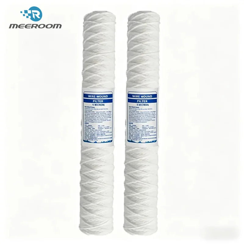 2Pcs 20 Inch 5 Micron Water Filter Cartridge High Flow Wound Polypropylene Sediment for Whole House Water Filter Cartridge