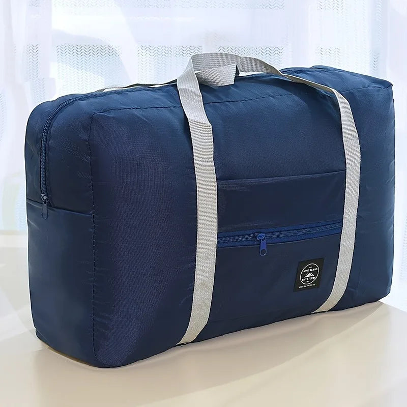 1 set of foldable large capacity travel luggage bag, expandable fitness bag, sports carry on, weekend luggage check-in, luggage