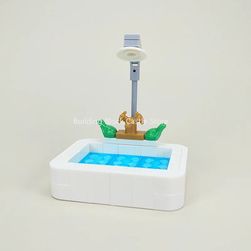 MOC Modern Home Sofa, TV Cabinet, Furniture, Refrigerator Small Particle Building Block Scene Construction Toy Model