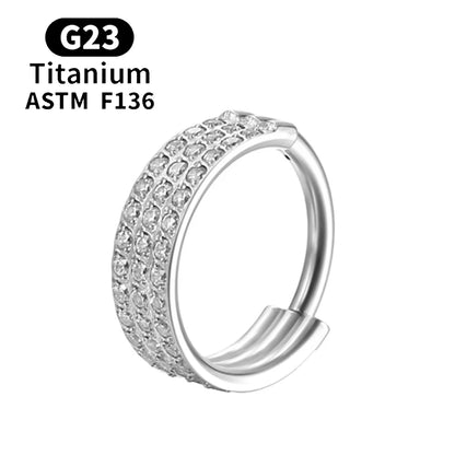 ASTM F136 Titanium 16G Hinged Nose Ring CZ Septum Clicker Cartilage Hoop Earrings Tragus Rook Daith Conch Helix Piercing Jewelry