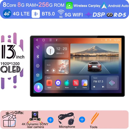 13 inch Android 15 Carplay Auto Car Radio For Ford Transit Custom 2013-2018 Multimedia Video Player Navigation Stereo GPS Audio