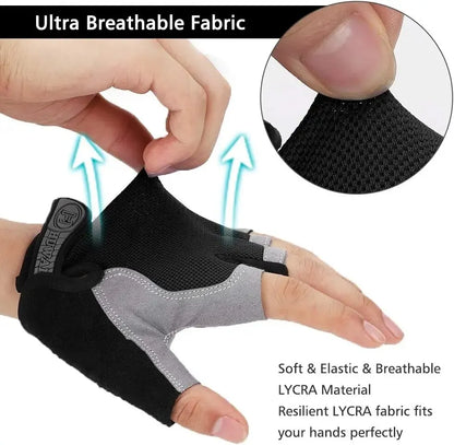 Gym Gloves Fingerless Gloves Anti-Slip Shock-Absorbing Breathable Gloves Sports Gloves for Training Lifting Weight Cycling