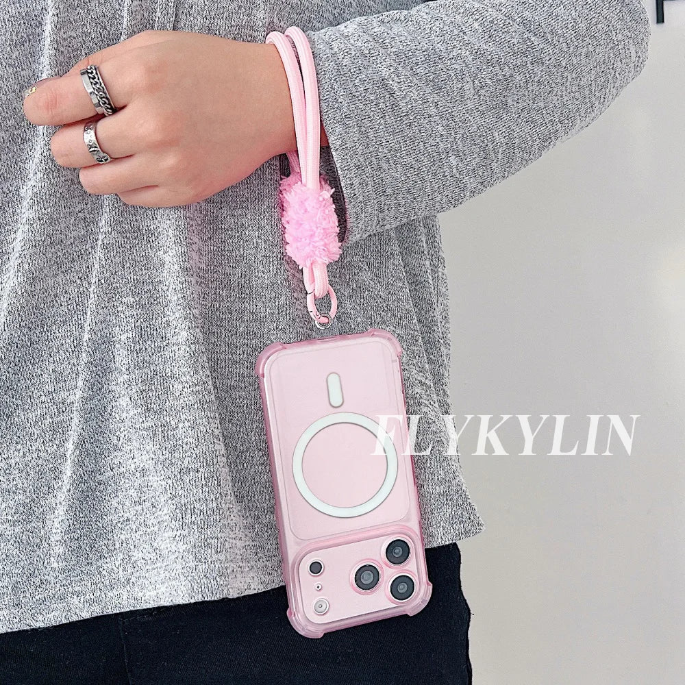 For Xiaomi 15T 14T 13T 12T Pro 12S 12X 14 Pro 17 Pro Max Magnetic Rechargeable Protective Case Equipped With Plush Hand Rope