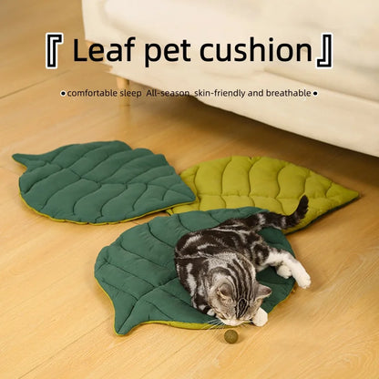 Leaf Shaped Pet Bed Mat Soft Cotton Double Sided Cushion Washable Non-slip Sleep Blanket Floor Rug Warm Sleeping Pad