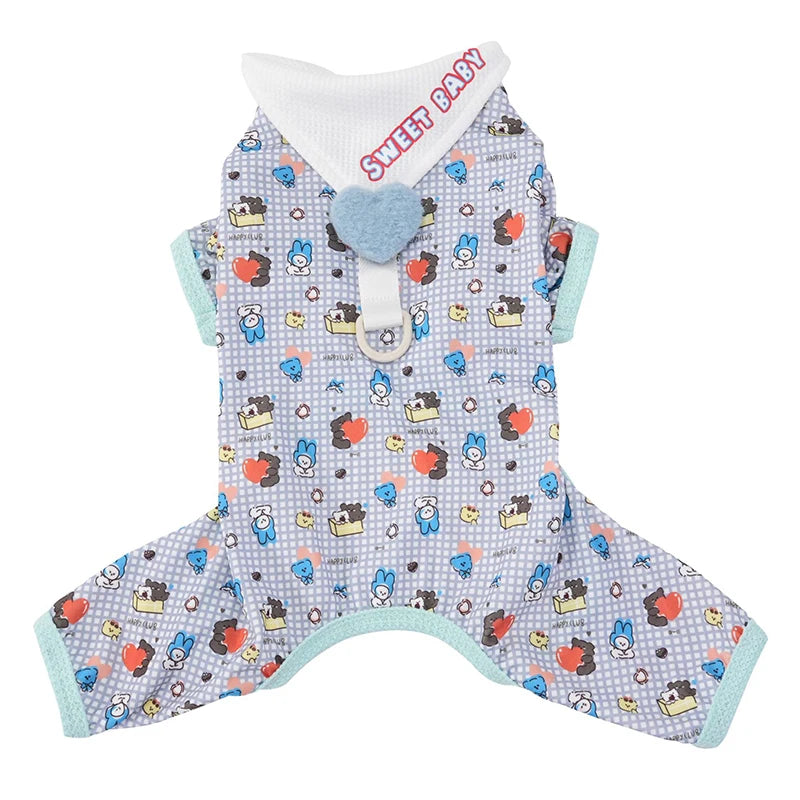 Pet Clothing Cartoon Animals Hearts Small Dogs Four Legged Clothes 2026 Spring Summer Thin Dog Home Clothes