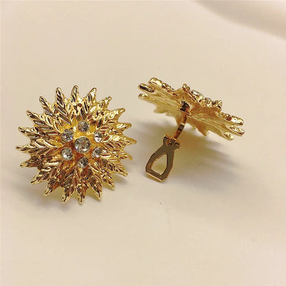 3.5 Cm Big Ball No Pierced Earclips Fashion Temperament Gold Plated Exaggerated Striped Round Clip Earrings for Women Party