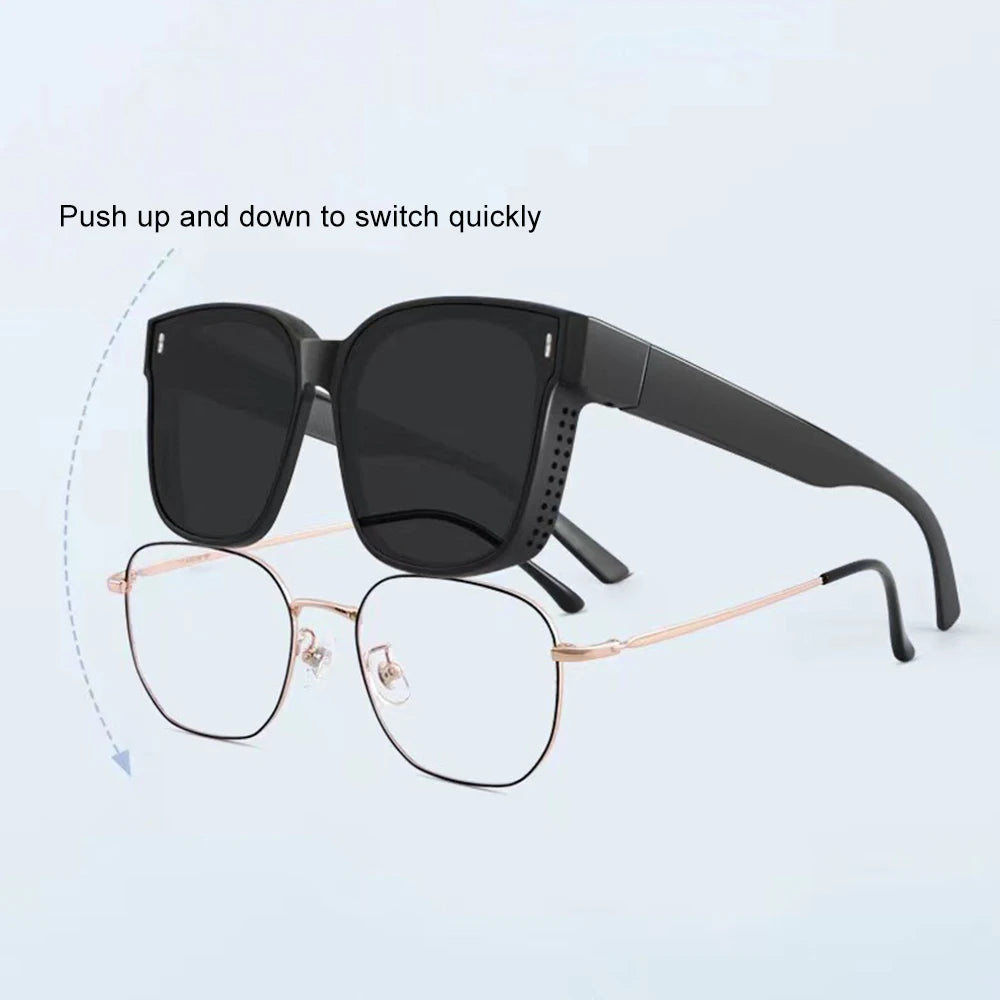Transfer Sunglasses Unisex Driving Riding Large Frame Square Sun Protection Wrap Around Fit Over Glasses Myopia Specific Goggles