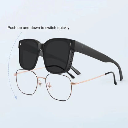 Transfer Sunglasses Unisex Driving Riding Large Frame Square Sun Protection Wrap Around Fit Over Glasses Myopia Specific Goggles