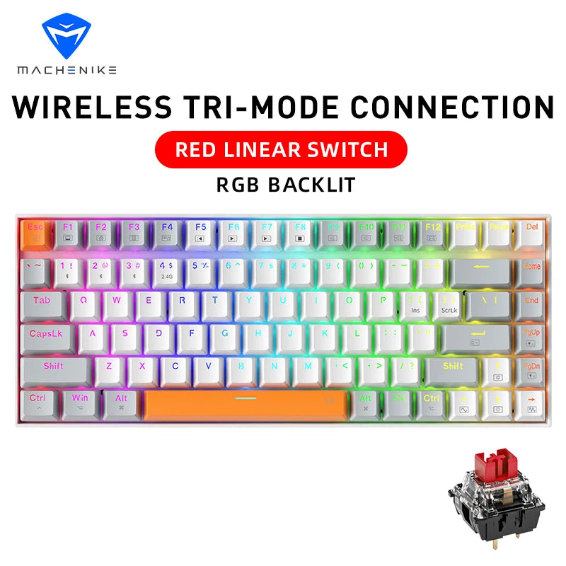Machenike K500A-B84 Mechanical Keyboard 75% TKL Hot-Swappable Wired Gaming Keyboard 6-Color Backlit 84 Keys For PC Gamers Laptop