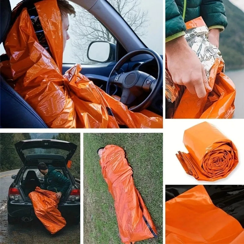 Portable Waterproof Emergency Survival Sleeping Bag Outdoor Edc Camping Gear Thermal Sack First Aid Rescue Kit Mylar Blanket