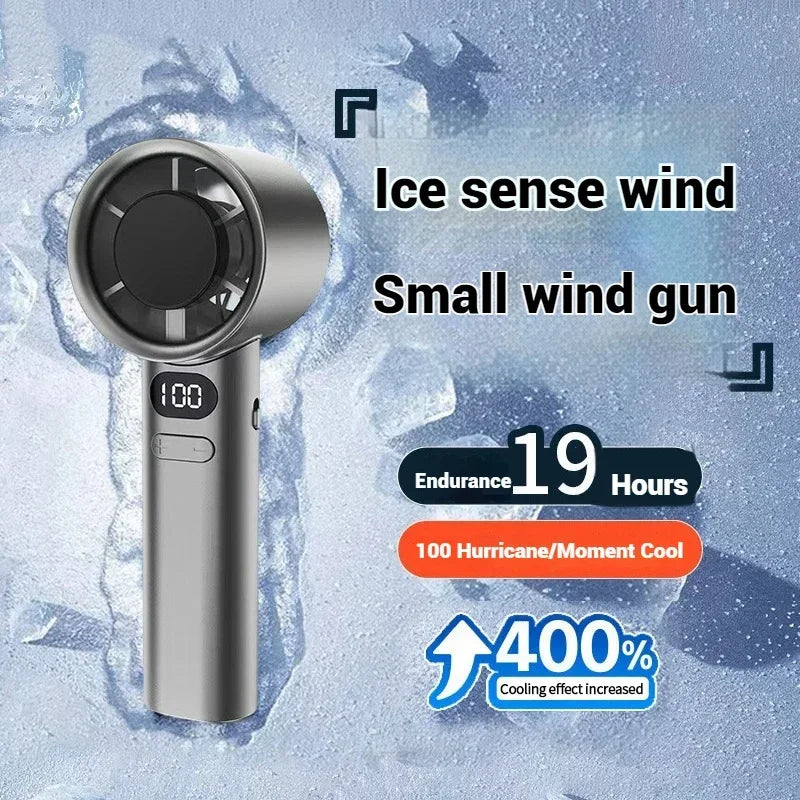 Portable Handheld Fan 120 Wind Speeds Mini Bladeless Hand Fan USB Rechargeable Highspeed Fans Camping Electric Fans Air Cooler