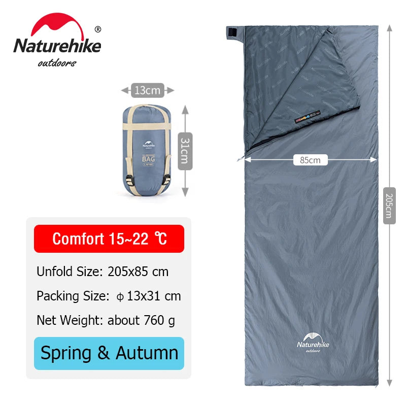 Naturehike Sleeping Bag LW180 Ultralight 3 Season Camping Hiking Sleeping Bags Outdoor Portable Waterproof Cotton Sleeping Bag