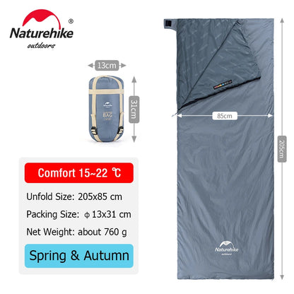 Naturehike Sleeping Bag LW180 Ultralight 3 Season Camping Hiking Sleeping Bags Outdoor Portable Waterproof Cotton Sleeping Bag