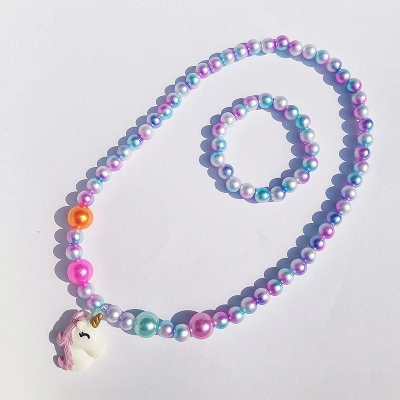 children's necklace three-piece set unicorn necklace rainbow necklace mermaid necklace