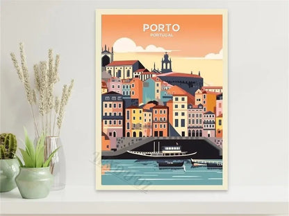 Porto Paris Nordic Retro Holiday Travel City Art Home Wall Decor Pictures Room Living Canvas Painting Print Tourism Posters Gift