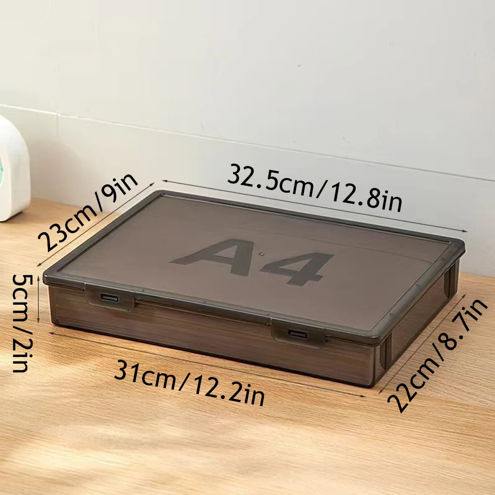 Plastic Storage Box For Office Large Capacity Transparent Paper Storage Case Desktop Storage Organization Document Box