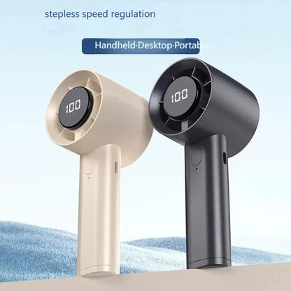 Portable Mini Handheld Fan High-Speed Desktop And Handheld Fan LED Display 100 Speeds USB Rechargeable Battery For Outdoor Use