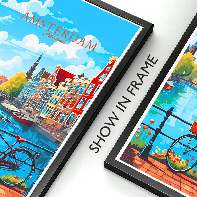 Denmark Portugal Holland Travel Poster Copenhagen Madeira Porto Canvas Painting Wall Art HD Picture for Living Room Home Decor