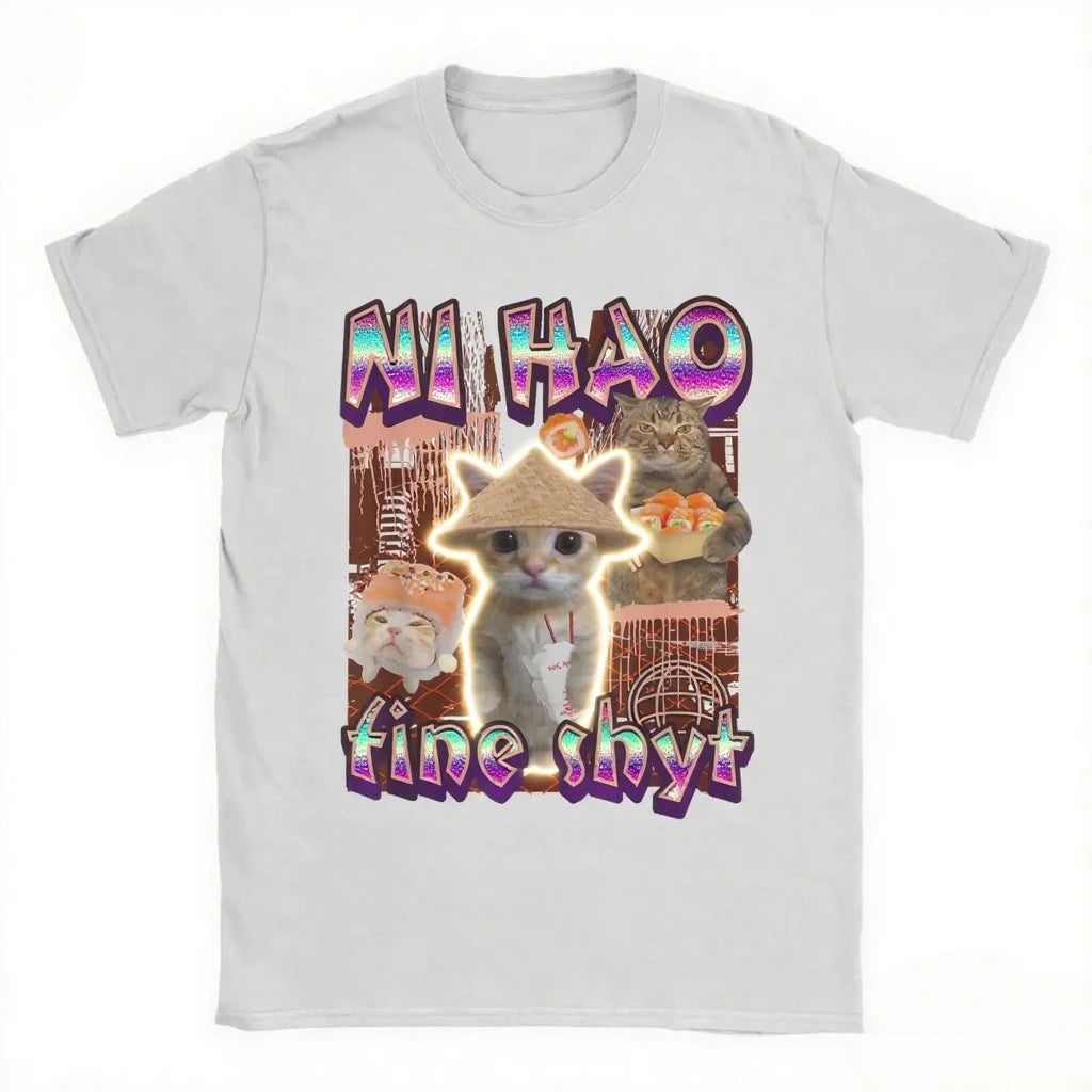 2025T-shirt men's and women's printed T-shirt funny cat summer clothes cotton summer clothes T-shirt high quality street clothes