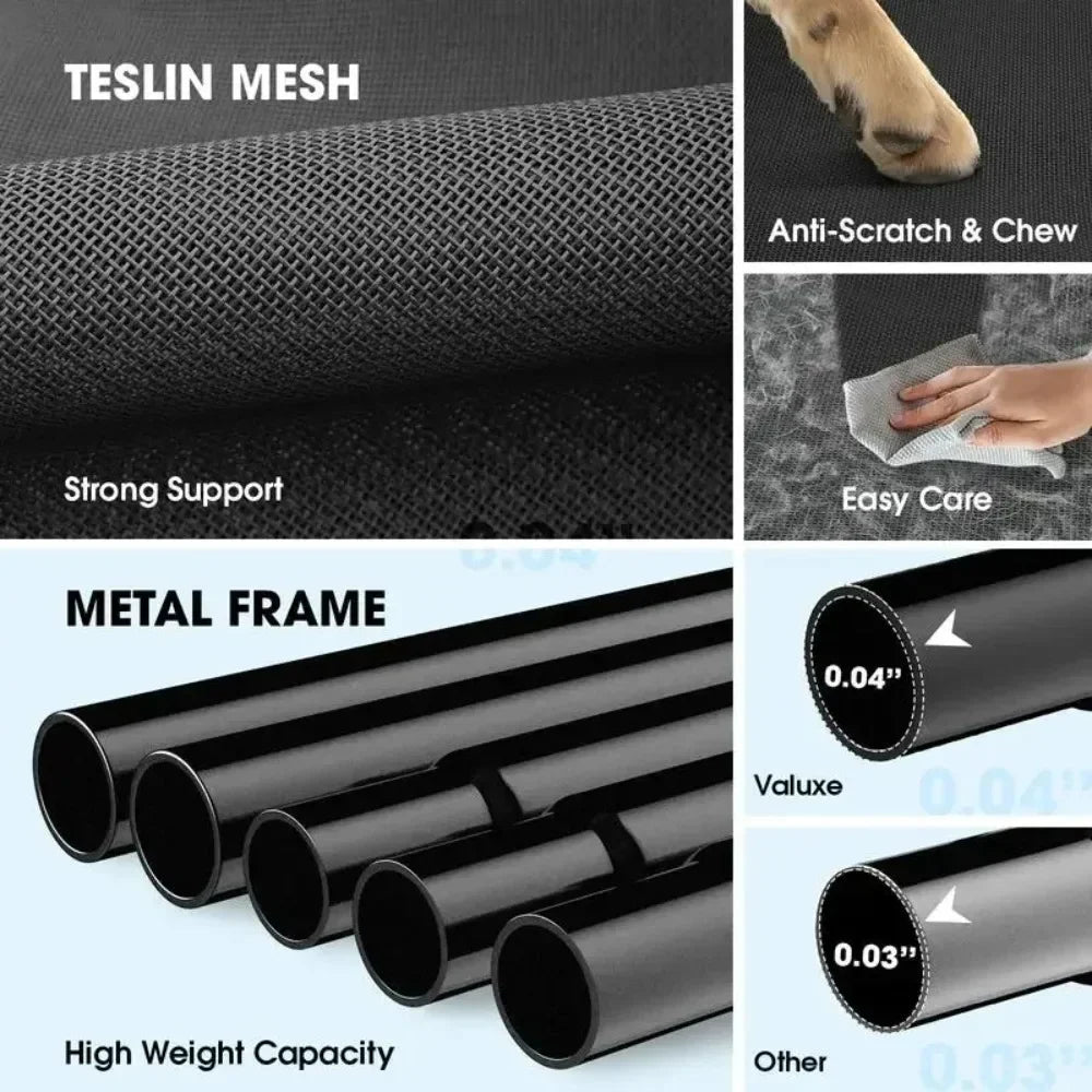 Large Dog Elevated Bed Cooling Pet Cot with Breathable Mesh Durable Frame Easy Clean Indoor Outdoor Raised Dog Bed for Home
