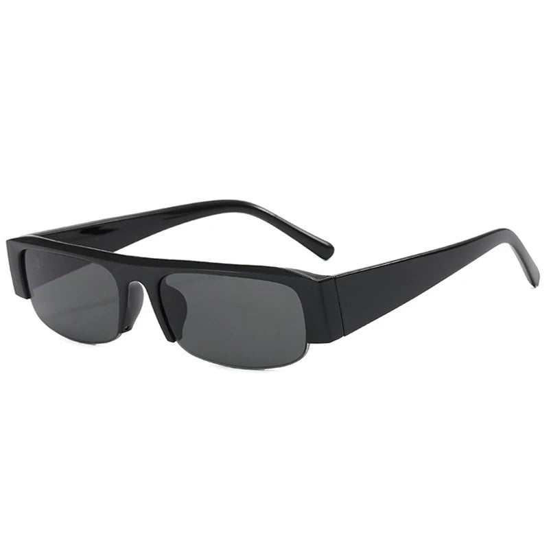 SO&EI New Small Rectangle Women Sunglasses Vintage Clear Lens Men Half Frame Eyewear Shades UV400