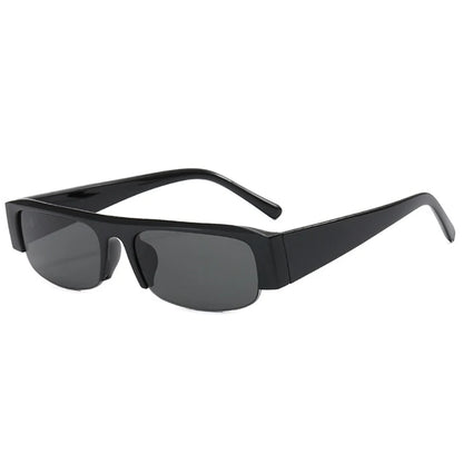 SO&EI New Small Rectangle Women Sunglasses Vintage Clear Lens Men Half Frame Eyewear Shades UV400