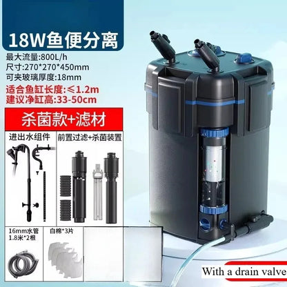 Fish Tank External Filter Canister Silent Biological Filtration Device Freshwater Saltwater Use
