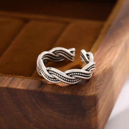 New Retro Exquisite Simple Personality 925 Sterling Silver Jewelry Twist Opening Rings R144
