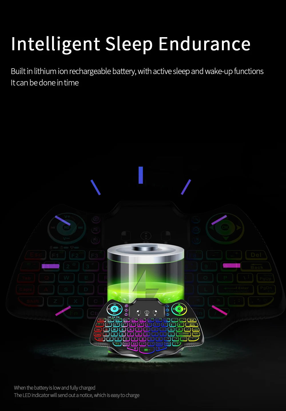 MRSVI V18 Mini Wireless Keyboard 2.4G BT Touch 7 Color Backlit French Spanish Russian Air Mouse Keyboard Gift for Android TV Box