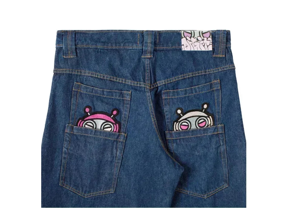 2023 jeans Y2K oversized letter printed denim trousers for men and women street retro loose gothic wide leg straight pants