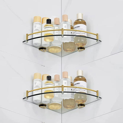 Bathroom Shelves, Bathroom Glass Corner Shelf Wall Mounted ,Tempered Glass Shelf for Storing Shower Gel/Soap-B