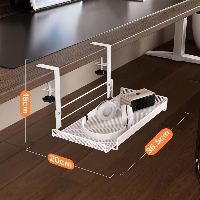 Under-desk Cable Management Tray Cable Management Rack Without Punching Carbon Steel Scalable Storage Rack Desk Wire Organizer