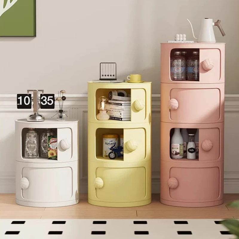 Modern Simple Home Bedroom Bedside Table Nightstands Creative Round Storage Locker Cabinet Nightstand Side Tables Furniture