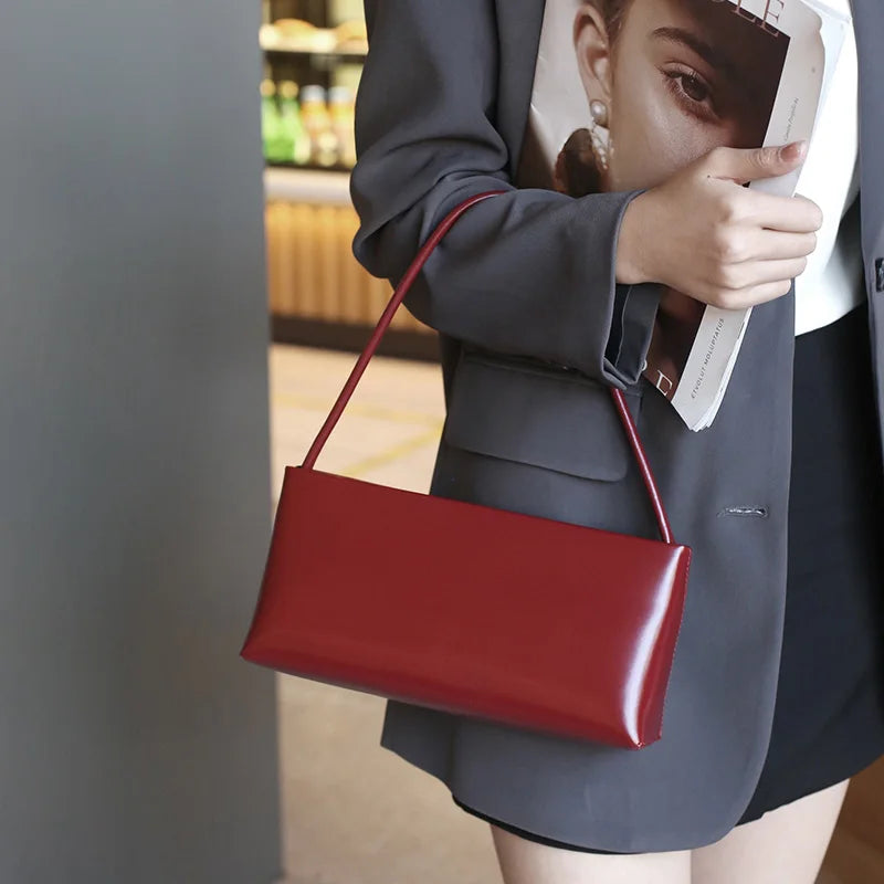2026 Summer New Women's Underarm Bag Genuine Leather Female Shoulder Crossbody Bags High Quality Cowhide Ladies Simple Handbags