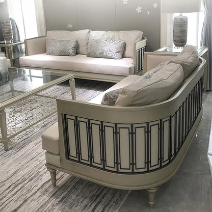 American Light Luxury Sofa Small Apartment Three-person Sofa French Fabric Solid Wood Sofa High-end Furniture
