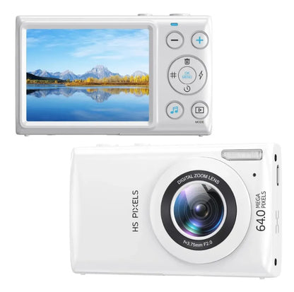 4K Digital Cameras for Photography 64MP 18X Digital Zoom Compact Cameras Beginner YouTube Vlogging Recording Video Cameras White