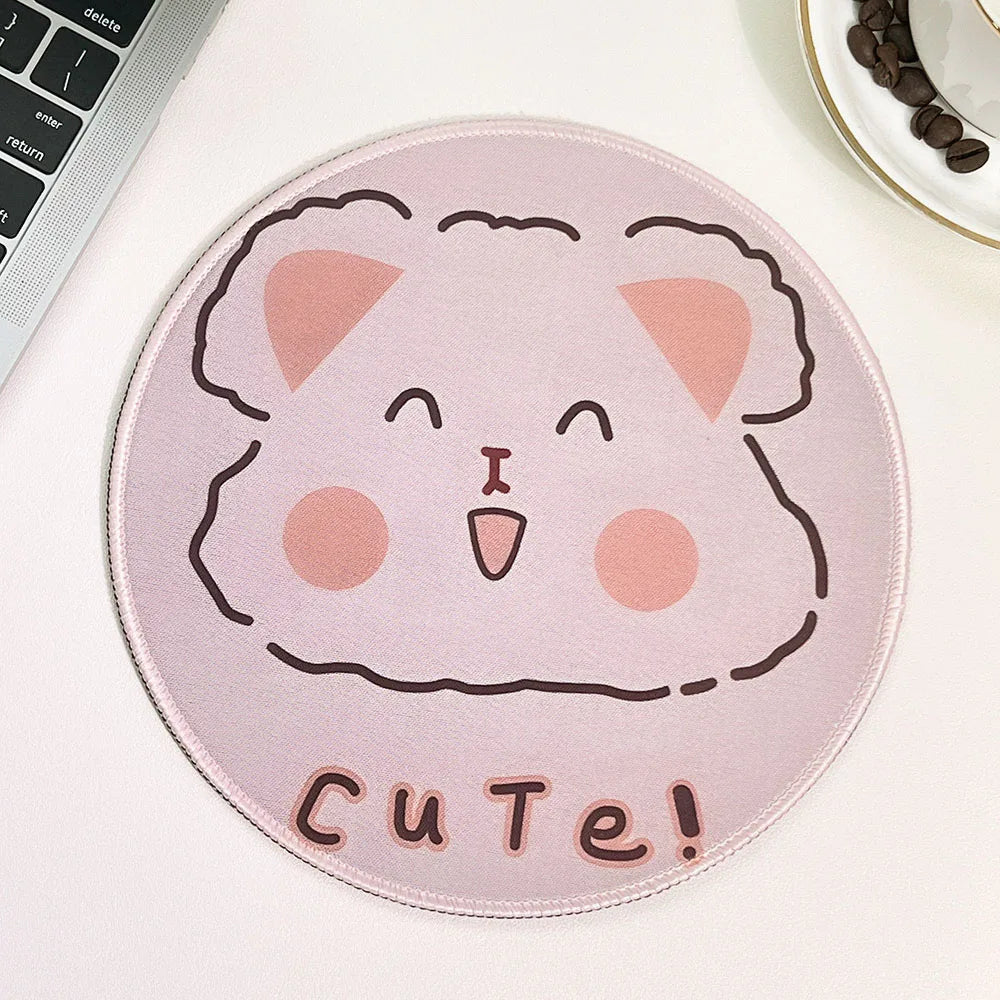 Cute Cartoon Round Mouse Pad Non-slip Rubber Base Comfortable Durable Table Mat for Home Office Gaming Desk Laptop Accessories