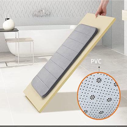 Memory Foam Striped Solid Color Floor Mat Bathroom Non-Slip Absorbent Mat Bathroom Toilet Foot Mat