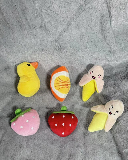 Dog Squeaky Toys Plush Animal Fruit Food Toy Durable Chew Interactive Toys Small Medium Dogs Cats Puppy Pet Supplies