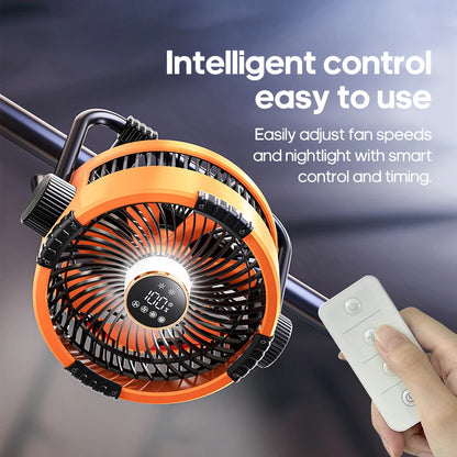 20000mAh Outdoor Camping Fan 6 in 1 Portable Rechargeable Wireless Tent Ceiling Fan with LED Light Camping Air Circulator