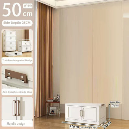 Folding Storage Cabinet with Drawers Home Organization Kitchen Bathroom Bedroom Multi-Functional Compact Closet Space Saver