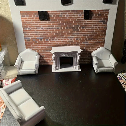 Miniature house, mini furniture, bedroom scene, furniture, sofa, single/double sofa, creative DIY, versatile, Christmas holiday