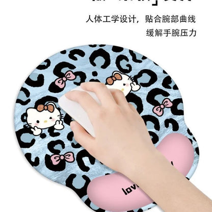 Cartoon mouse pad for girls, with a wrist rest, memory foam hand support, and a thickened wrist rest; suitable for office and ga
