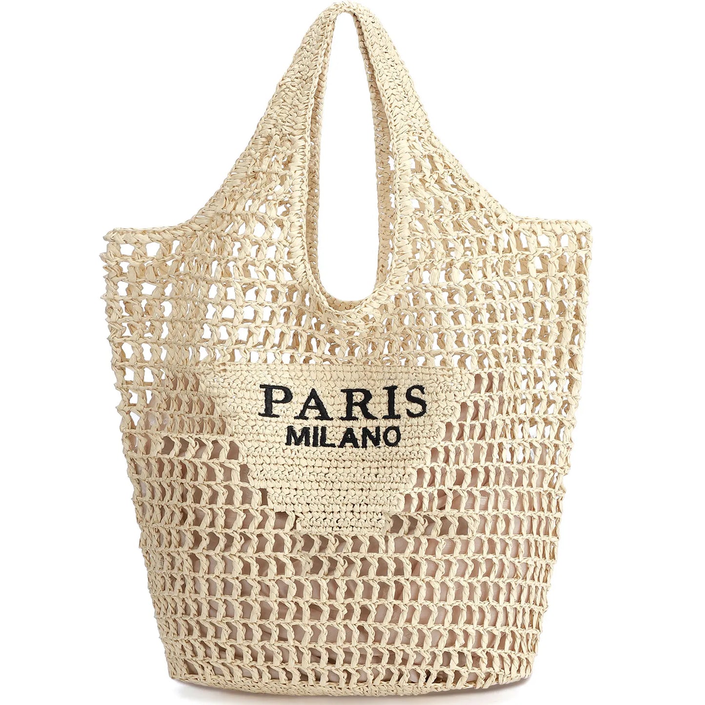 Straw Beach Bags for Women - Women Beach Handmade Woven Tote Bag, Summer Mesh Hollow Shoulder Bag for Holiday