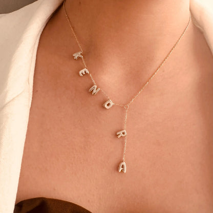 Lariat Y Name Necklace Lariat Name Necklace Bubble Letters Name Necklace Dainty Name Necklace Bubble Letters Necklace For Women