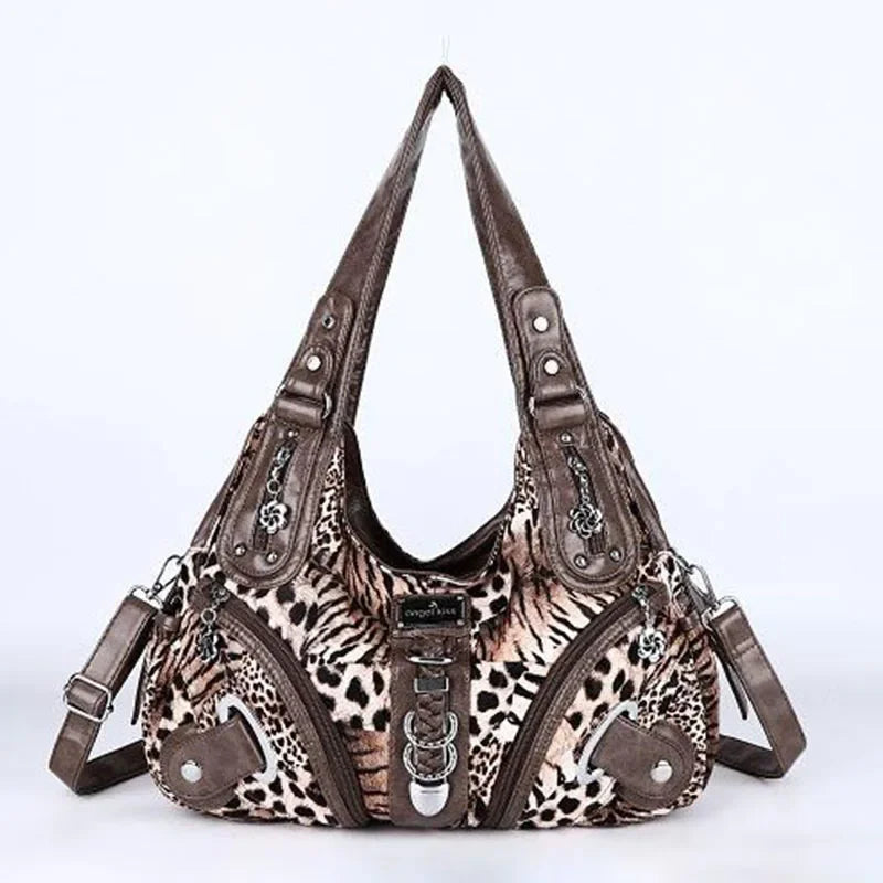 Angel Kiss Women Handbags Leopard Bag Top-handle Handbag Fashion Satchel Dumpling Pack Shoulder Bag Tote Bag Hobos Large Purse